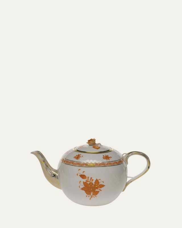 Chinese Bouquet Rust Teapot with Rose